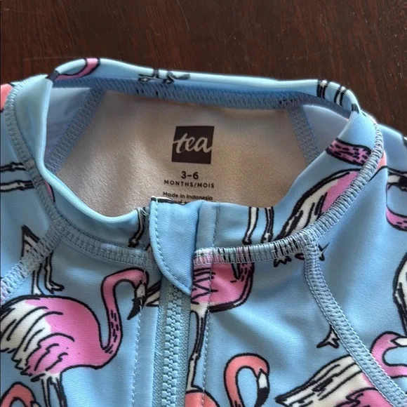 Tea Collection Blue and Pink Flamingo Kids Swimsuit - Picture 2 of 7